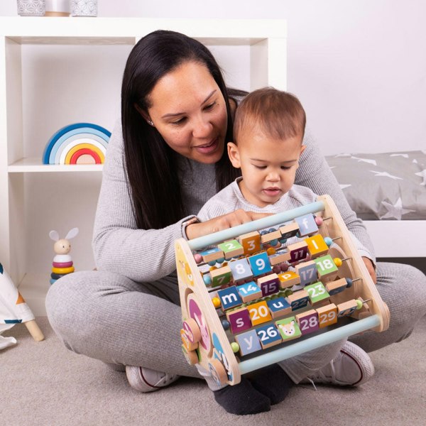 Bigjigs Toys Wooden Triangular Activity Centre - 5 Activity Sides And No Detachable Pieces