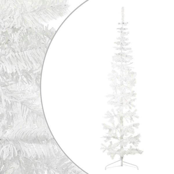 Berkfield Slim Artificial Half Christmas Tree with Stand White 240 cm
