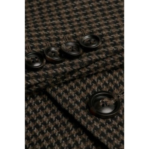 House Of Cavani Pearson - Men's Brown Wool Blend Houndstooth Tweed Overcoat