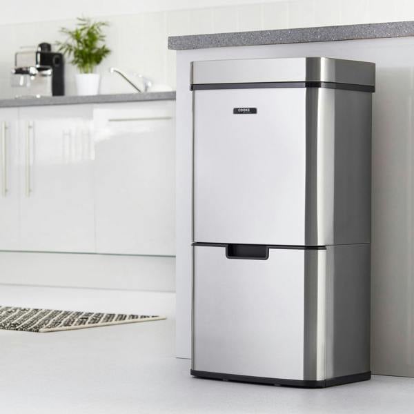Cooks Professional 75L Sensor Recycling Bin with Food Caddy | Silver