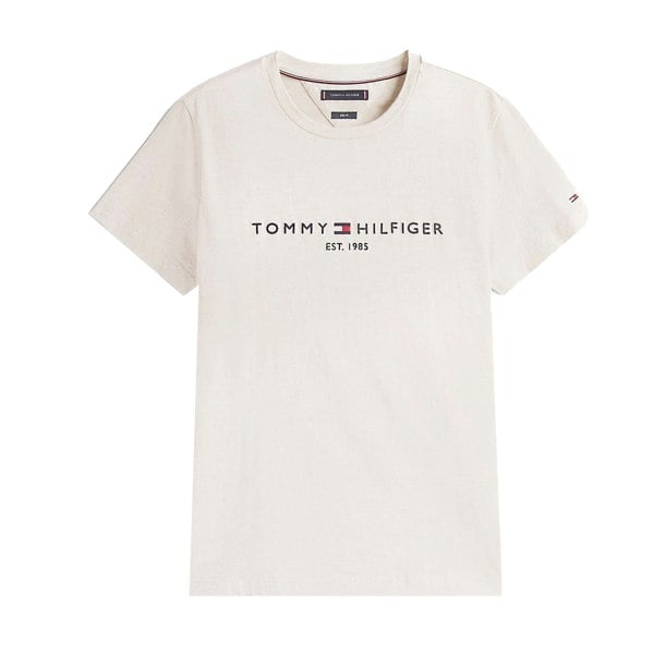 Tommy Hilfiger Slim Logo Embroidery T-Shirt Heathered Oatmilk
