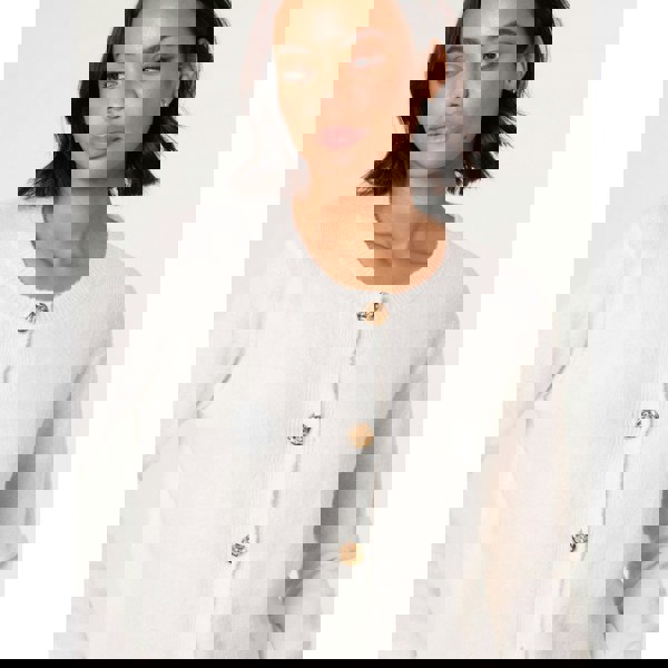 Blue Vanilla Gold Flower Buttons Cardigan