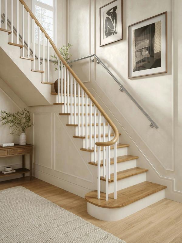 Handrails Direct Harbury Brushed Silver Quarter Landing Handrail