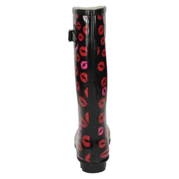 Spot On Ladies Spot On Printed Lips Wellington Boots
