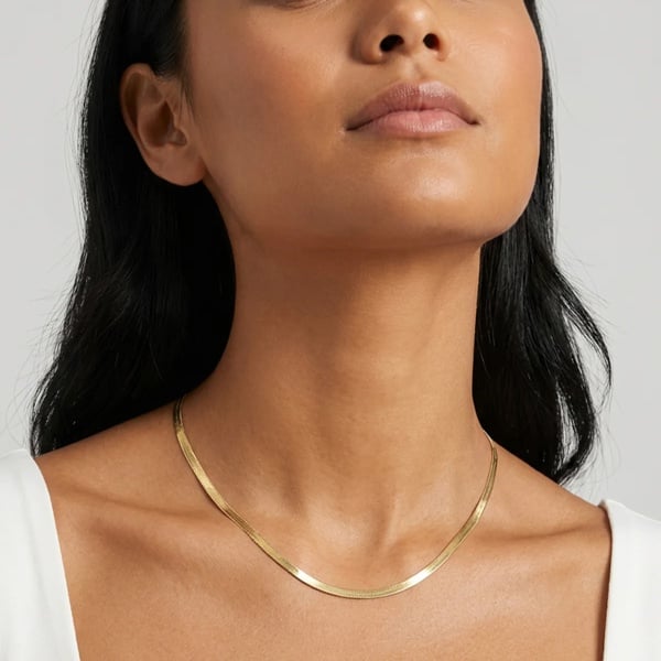 MUCHV Women’s Herringbone Chain Necklace - 18ct Gold or Silver Plated