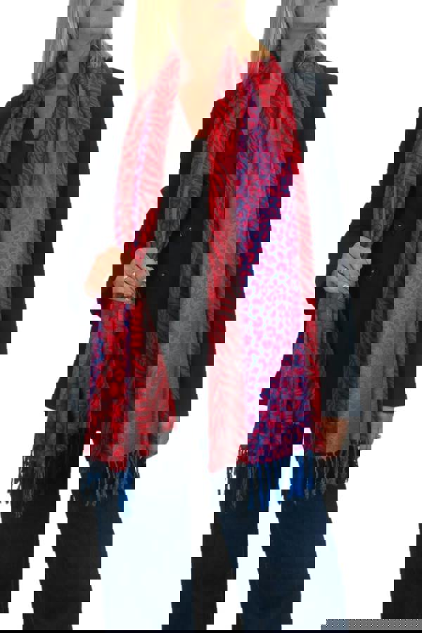 Paulo Due Block Stripe Animal Print Scarf