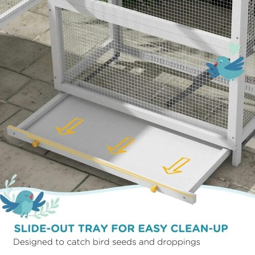 Wooden Bird Cage, with Stand, for Finches, Parakeets, Small birds - Grey