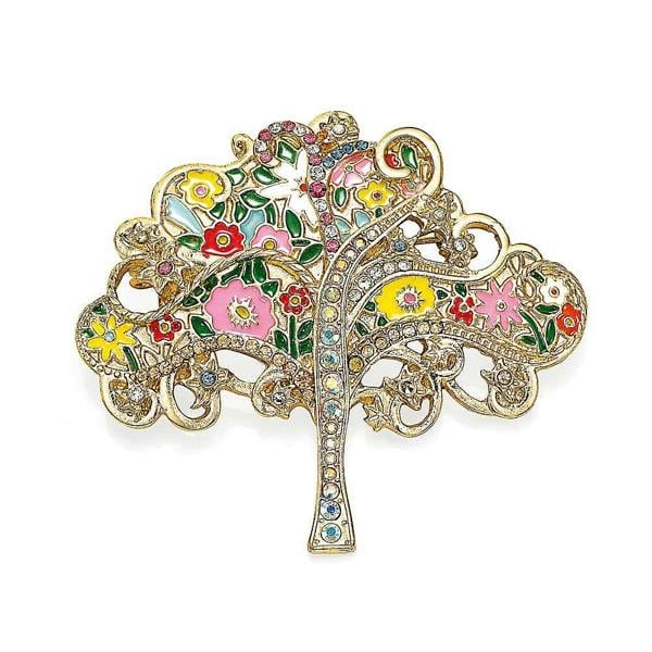Pia Branch Brooch, Gold-Tone Crystal & Enamel Flower Pin