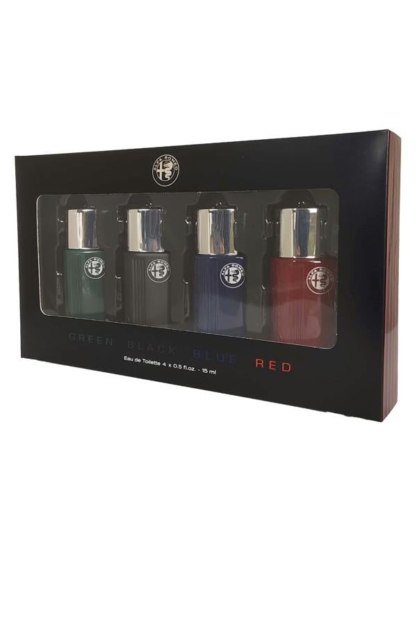 Alfa Romeo for Men Gift Set Eau de Toilette (Green, Black, Blue, Red) 4 x 15ml 