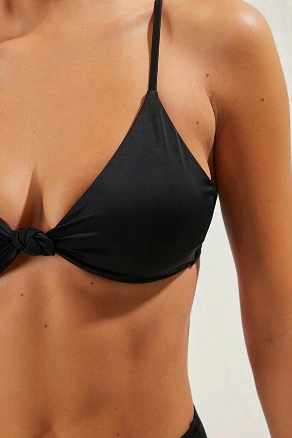WOVCOR Knotted Triangle Covered Regular High Waist Bikini Set