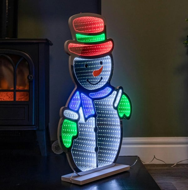 Samuel Alexander 60cm Light up Snowman Infinity Christmas Decoration with Multi-Coloured LEDs