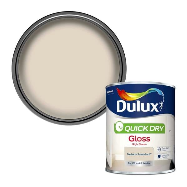 Dulux Quick Dry Gloss Paint For Wood And Metal Natural Hessian 750Ml