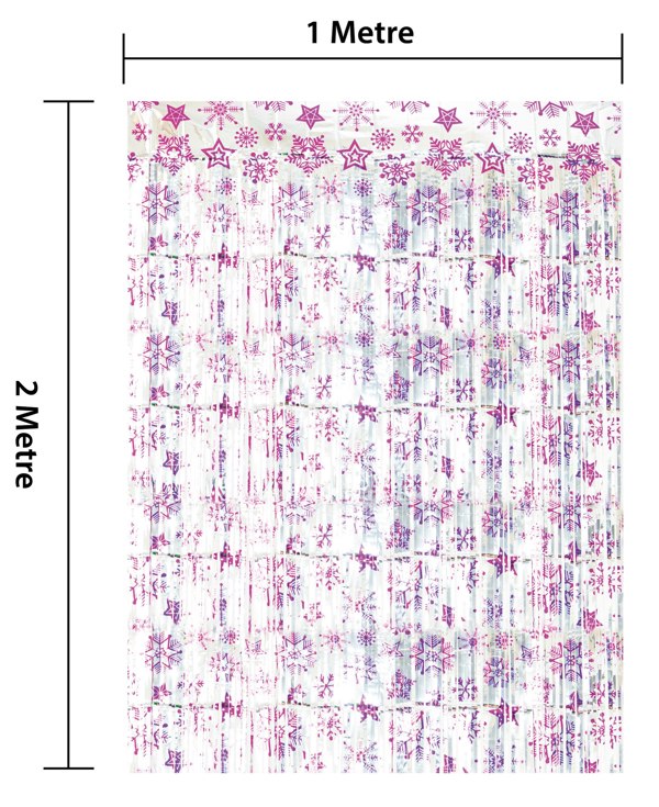 Cheetah Shimmer christmas Tinsel Curtain, 2M x 1M Pink