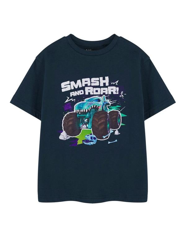 Hot Wheels Boys Blue Smash & Roar Short Sleeved T-Shirt