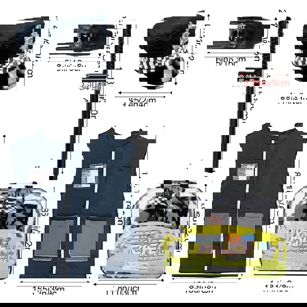 deAO Toys Police Costume Set with Vest Hat Toy Shotgun Role Play Police Play Children