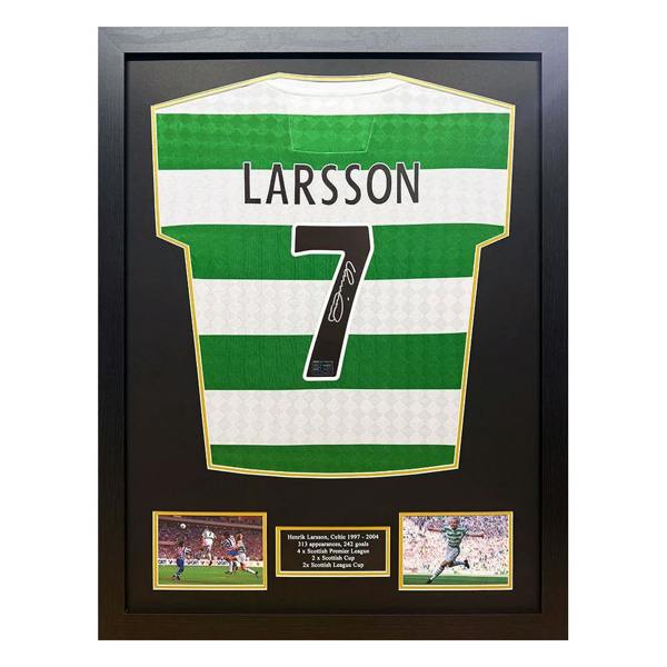 Unbranded Framed Henrik Larsson Signed Official Celtic Centenary Retro Shirt (2)