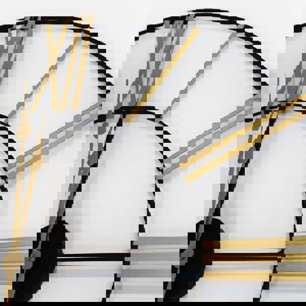 WALPLUS WC2129 - Rustic Industrial Slim Black and Gold Iron Wall Clock - 73 cm / 28.7 in