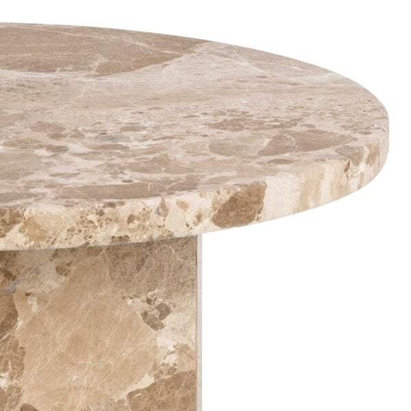 Wyld Haus Bremen Brown Marble Round Side Table Hexagon Base