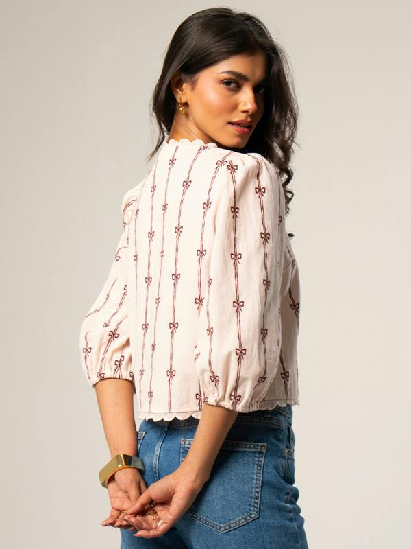 Rose & Nancy Beatrix Pink Cord Embroidered Shirt