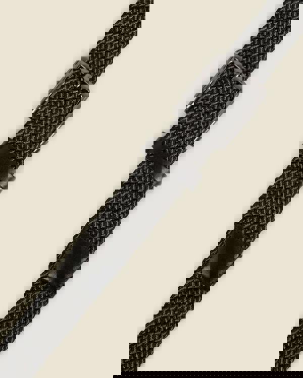 Larsson & Co Reso - Black & Grey Stitch Detail Woven Casual Stretch Belt