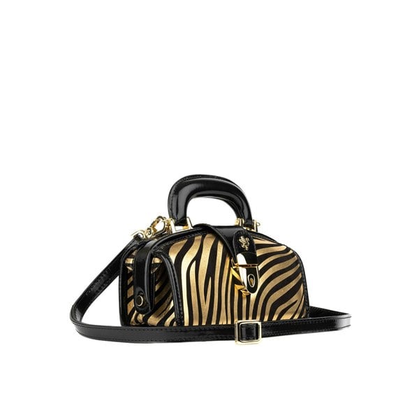 Embassy London Gazelle Mini - Black & Gold Stripes - Women’s mini leather top handle & crossbody bag