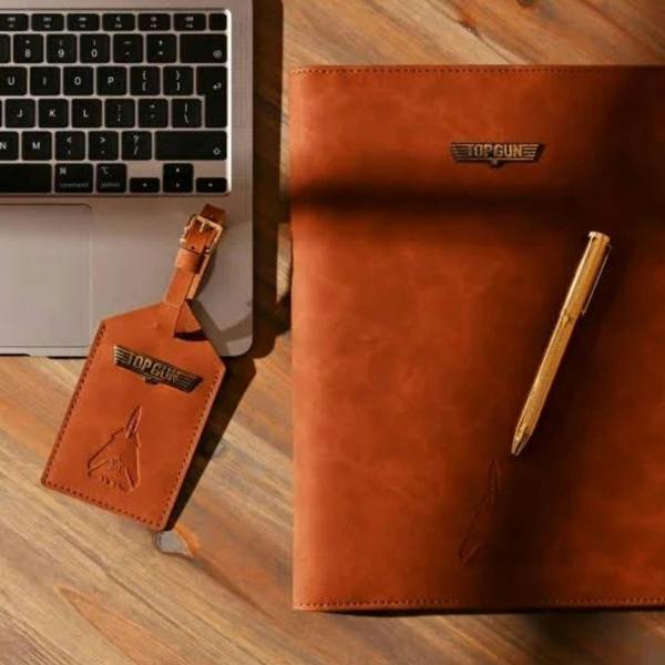 Widdop & Co Top Gun PU Leather Travel Tech Portfolio Tan