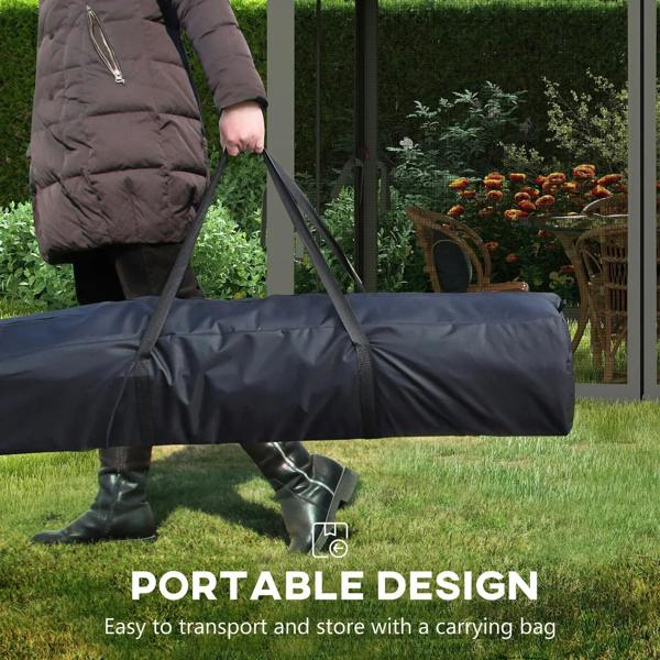 Dark grey pop up gazebo being packed into a carry bag for easy transport