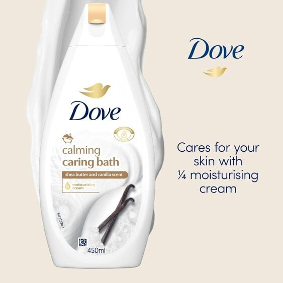 Dove Caring Bath Soak - Shea Butter&Vanilla Milk, 1/4 Moisturising Cream 4x450ml
