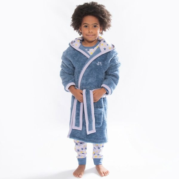 Luca and Rosa Shining Stars Print Dressing Gown Navy