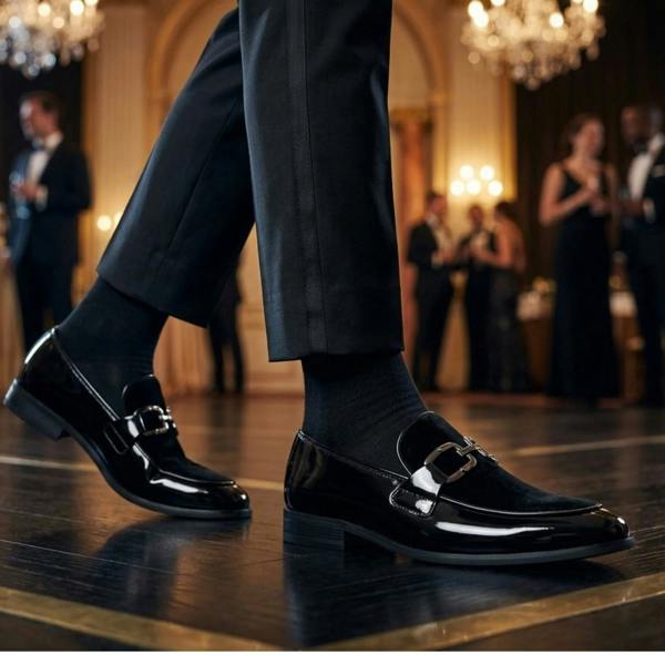 Dolcetto Men's Velvet Patent Slip-On Dress Loafers