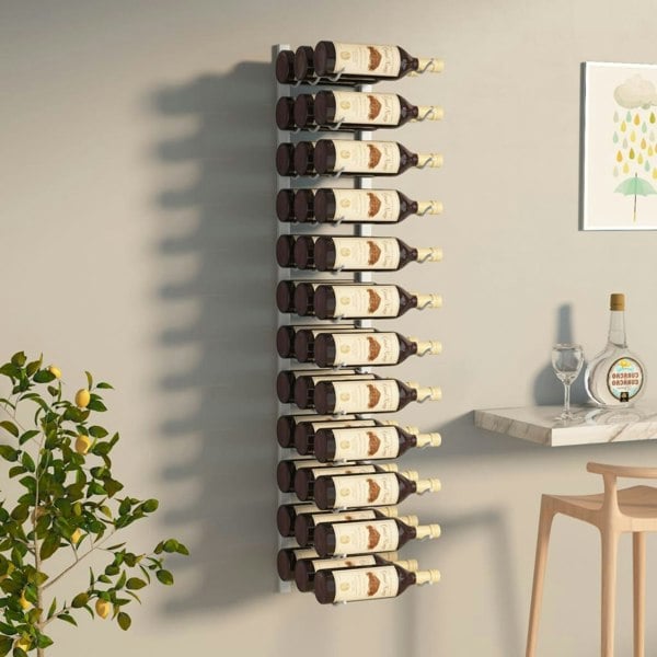 Berkfield Wall Mounted Wine Rack for 36 Bottles White Iron
