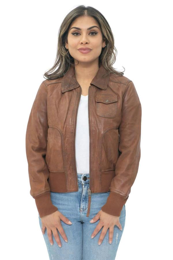 Infinity Leather Womens Leather MA-1 Varsity Jacket-Ann Arbor