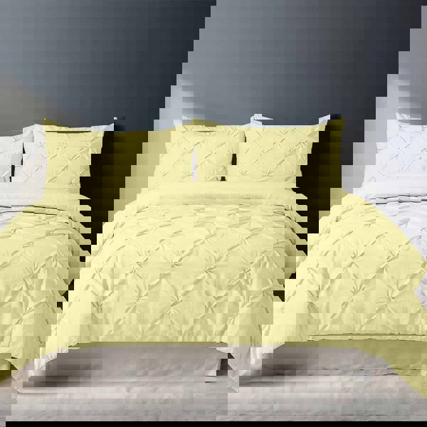 Snug City Pintuck Pinch Pleated Polycotton Duvet Cover And Pillowcase/s Set Bed Linen