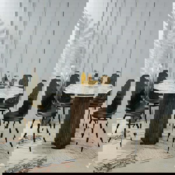 IH Design Corona PU Leather Steel Legs Dining Chairs (Set of 4)