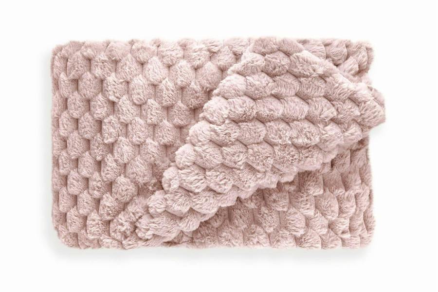 Lush Faux Rabbit Fur Blush Throw 127x152cm