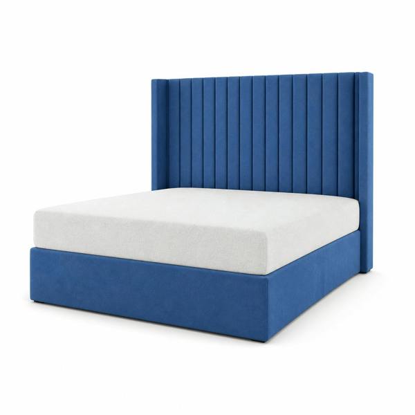 Great British Beds Small Line Winged Divan Bed - Blue Plush