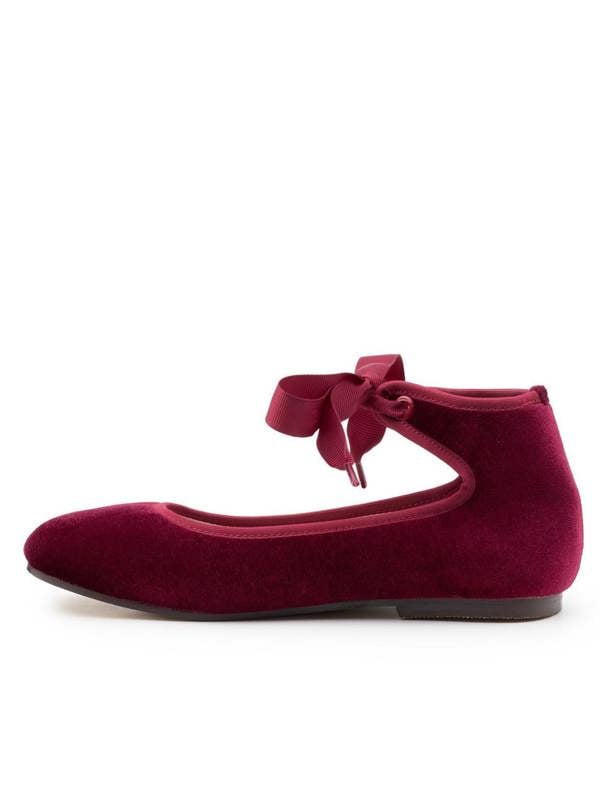 Burgundy girls ballet pumps