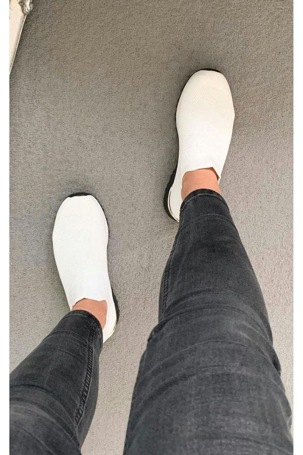 Jessi Slip On Sock Wedge Trainers - White