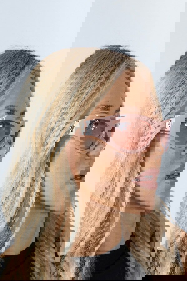 SVNX Wrap Around Racer Bow Sunglasses in Pink