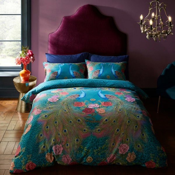 Matthew Williamson Xanadu Peacock 200 Thread Count Cotton Sateen Duvet Cover Set