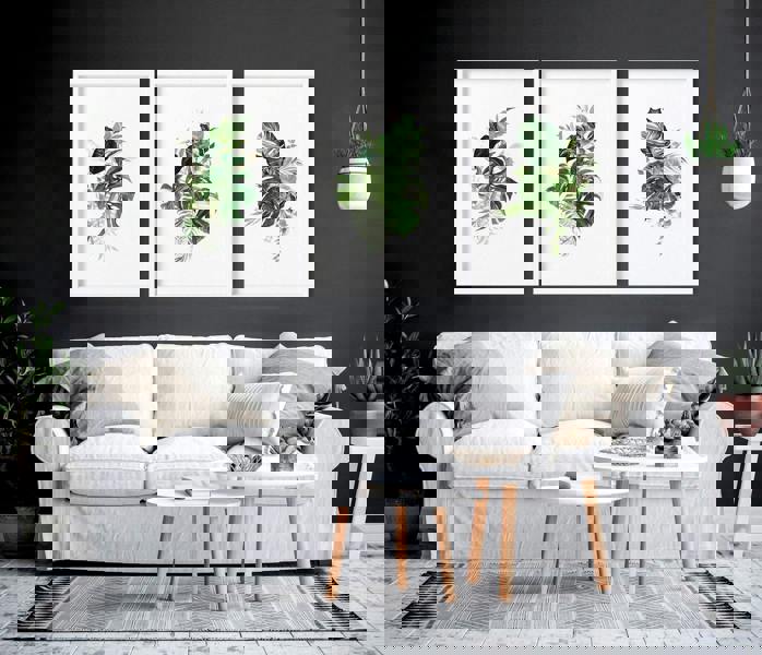 Large prints for living room | set of 3 Tropical wall art prints