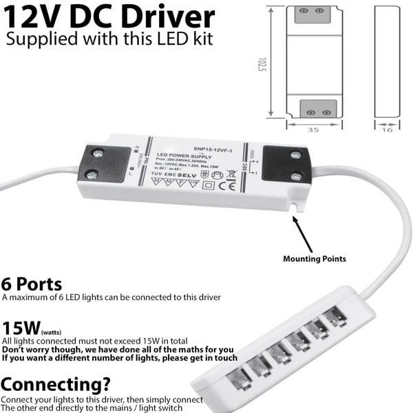 6x MATT BLACK Ultra-Slim Round Under Cabinet Kitchen Light & Driver Kit - Warm White Diffused LED - LoopsDirect