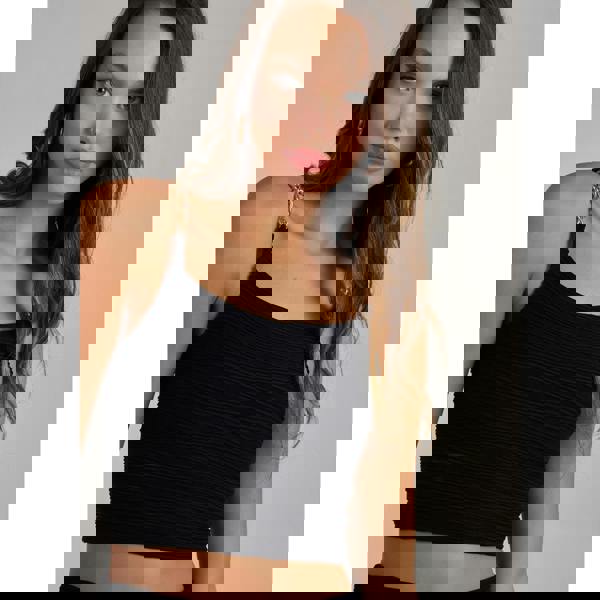 Pink Vanilla Swirl Rib Gold Chain Top