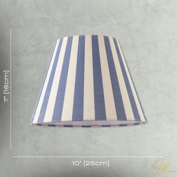 Amparo Blue and Oatmeal Linen Striped Coolie Shade with Cotton Inner Image 7