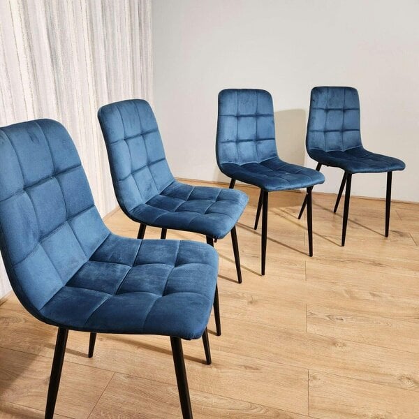 Kosy Koala Dining Chairs Set of 4 Blue Velvet Kitchen Chairs