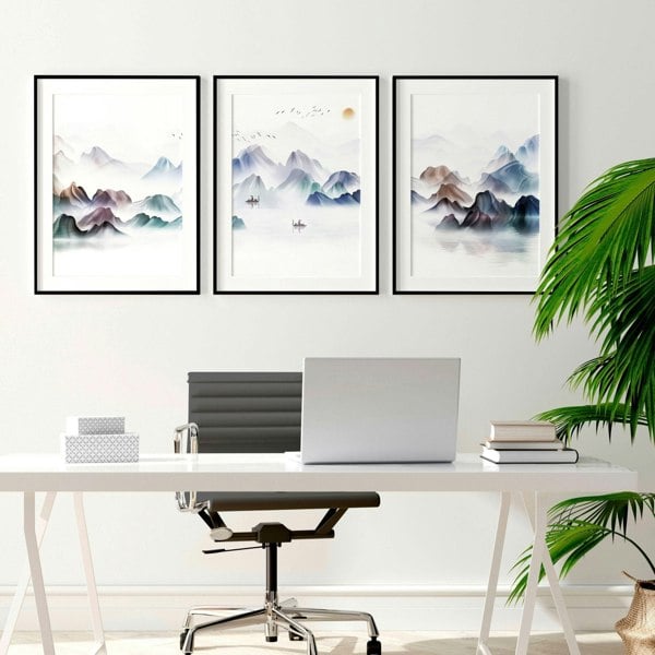 Wall art for offices | set of 3 japanese wall art