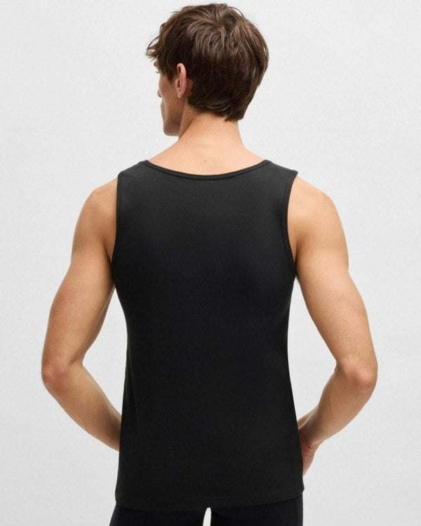 BOSS Orange Mens Cotton Tank Tops with Embroidered Logos NOS - Black 001
