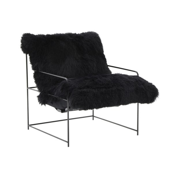 Furniture Edit Kimi Black Genuine Sheepskin Occasional Accent Chair