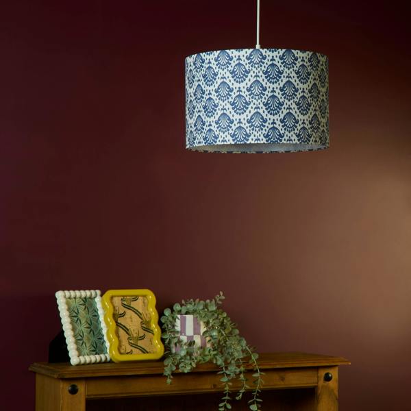 Bute Sapphire Print Drum Shade - 35cm