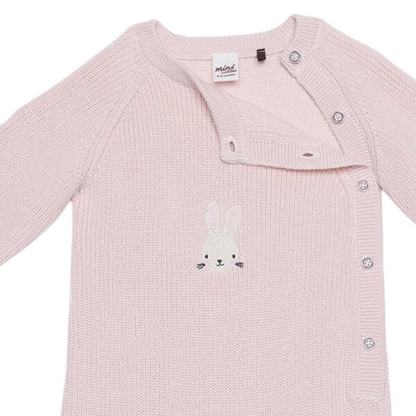 Mini Cuddles Rabbit-Embroidered Romper (Pink)